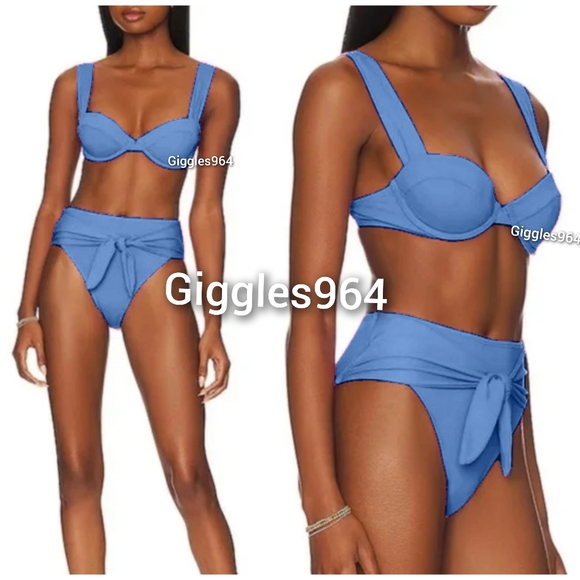 WeWoreWhat Claudia Riviera Bikini Set Blue - Picture 1 of 4